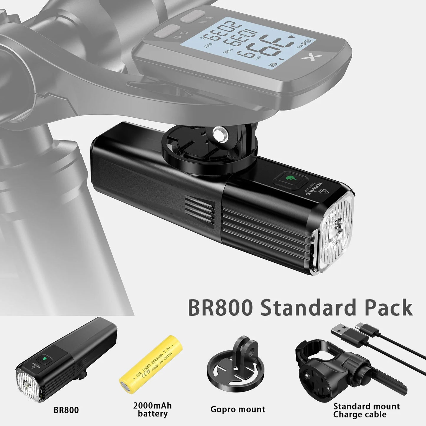 TOWILD BR800 USB Rechargeable Bike Light