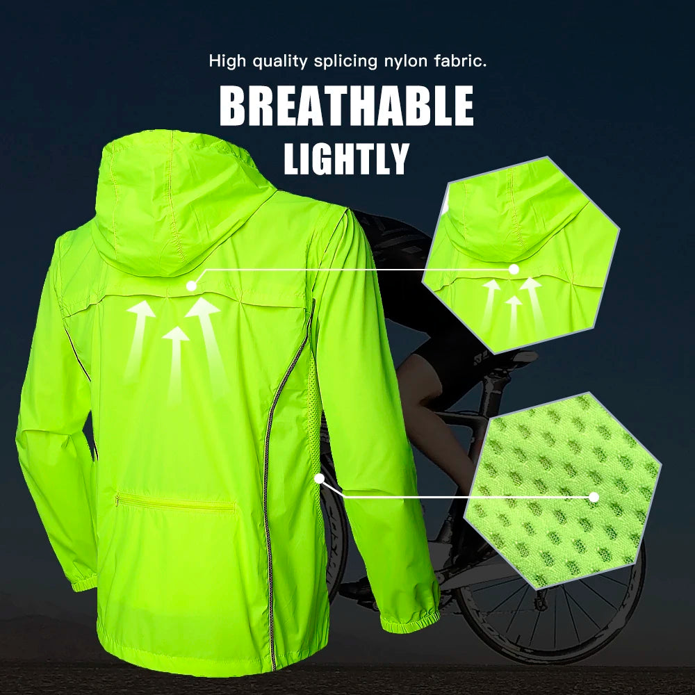 QUESHARK Men Reflective Cycling Jacket