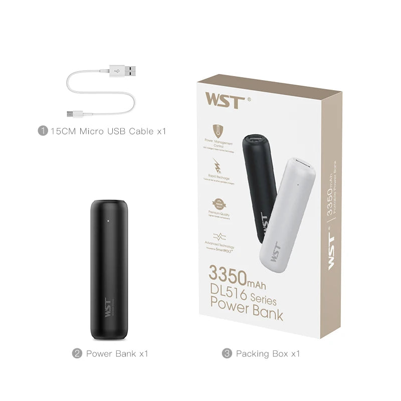 WST Mini Power Bank with Built-in Cables