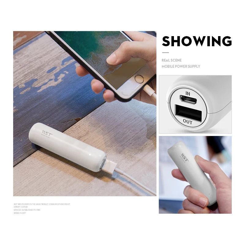 WST Mini Power Bank with Built-in Cables