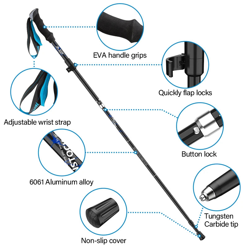 BSWOLF 2Pcs Folding Trekking Poles
