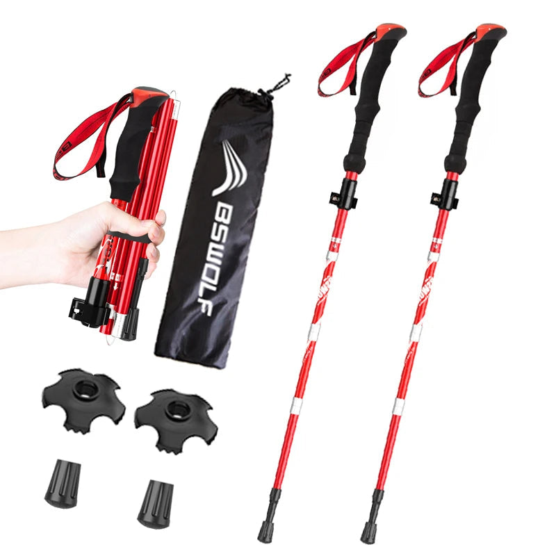 BSWOLF 2Pcs Folding Trekking Poles