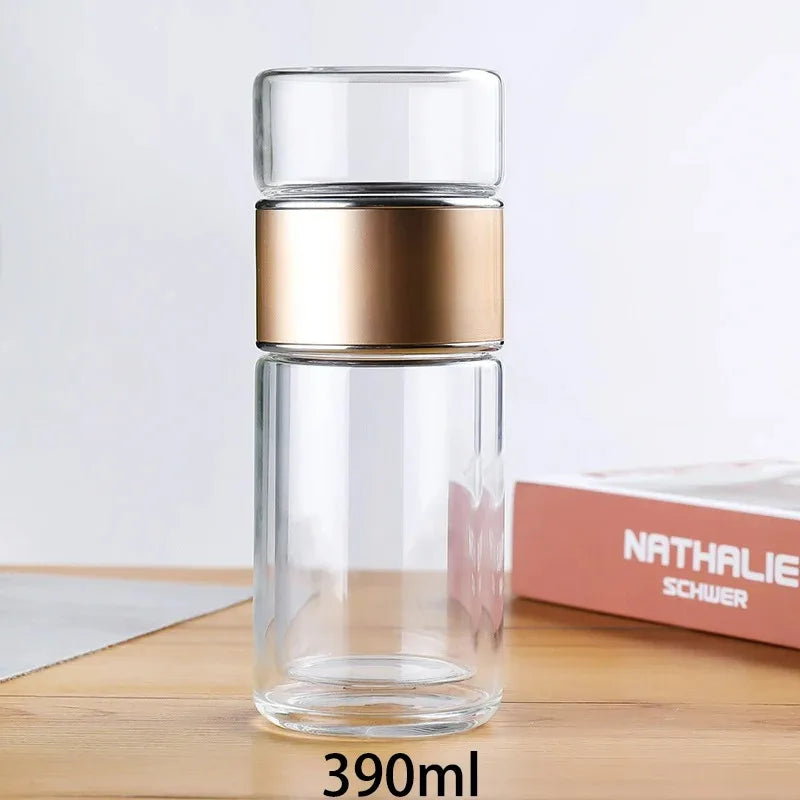 Borosilicate Glass Tea Water Bottle with Infuser
