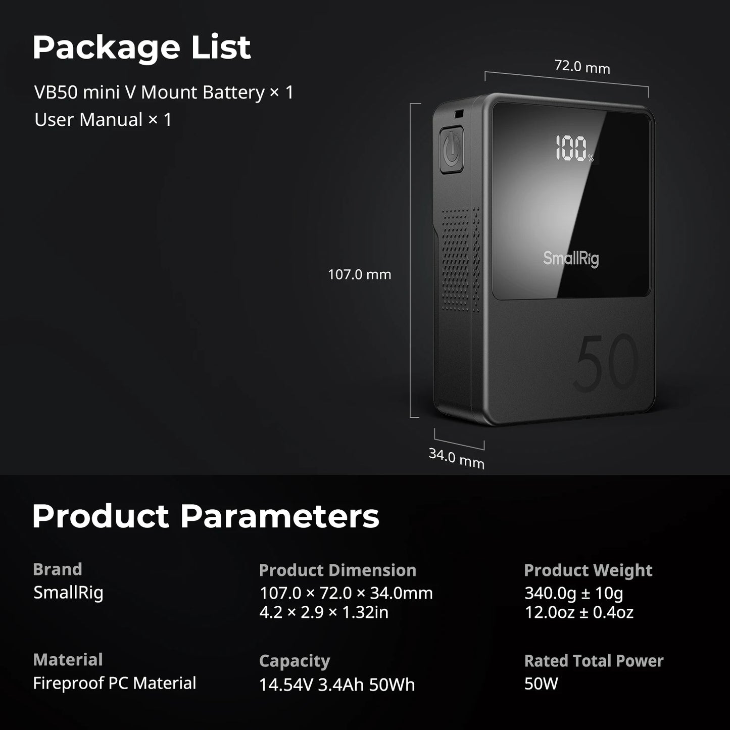 VB50 V Mount Battery