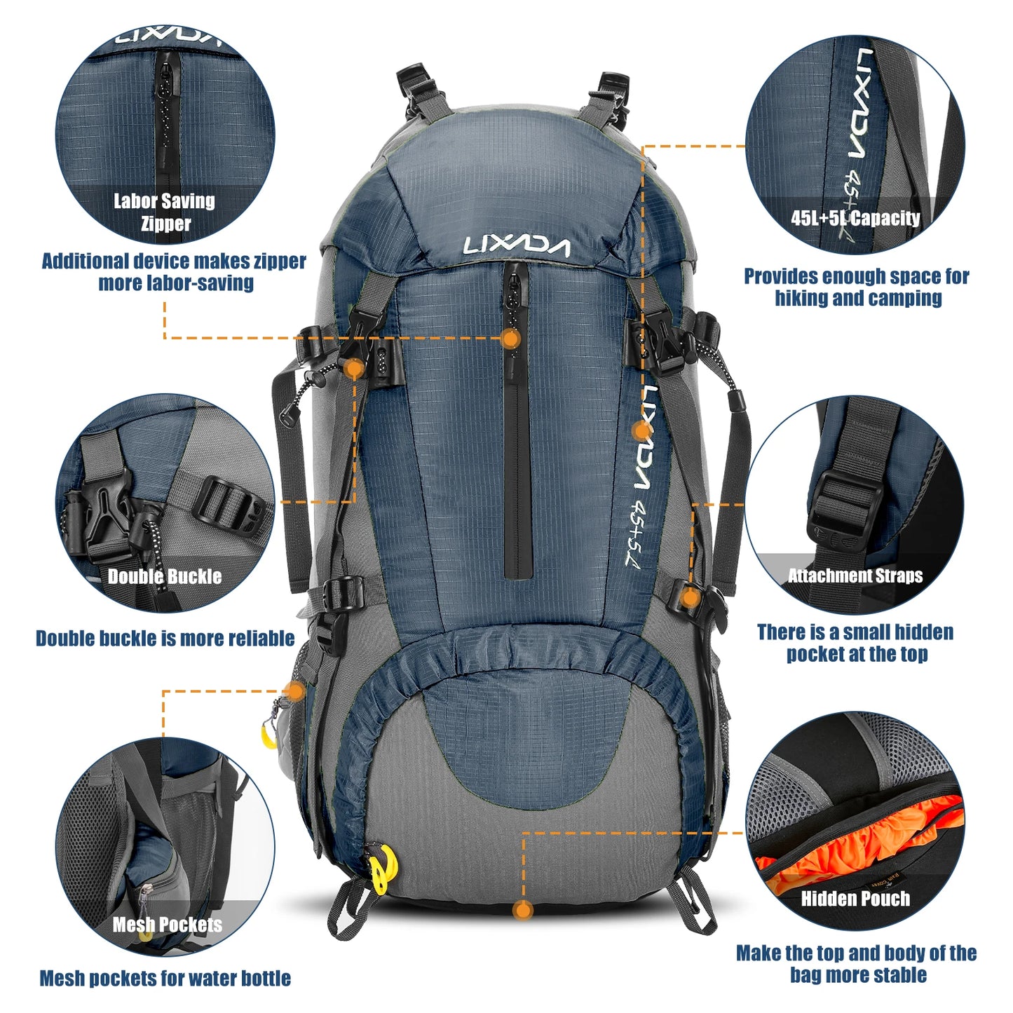 50L Waterproof Outdoor Back pack with Rain Cover
