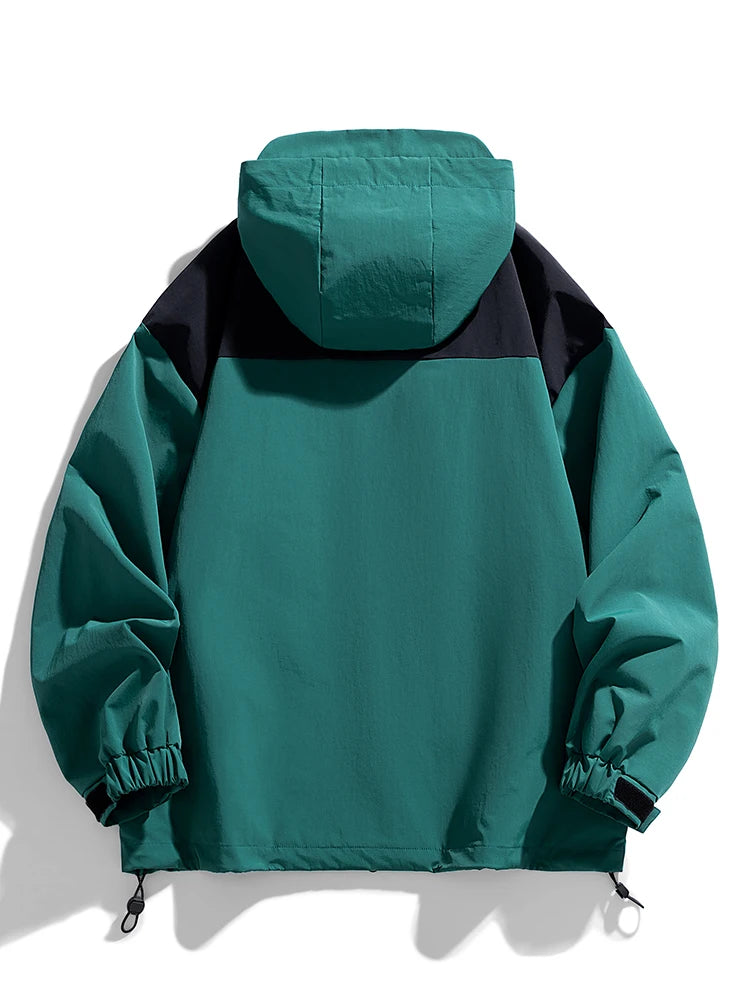 Korean Fashion Patchwork Hooded Windbreaker Jacket
