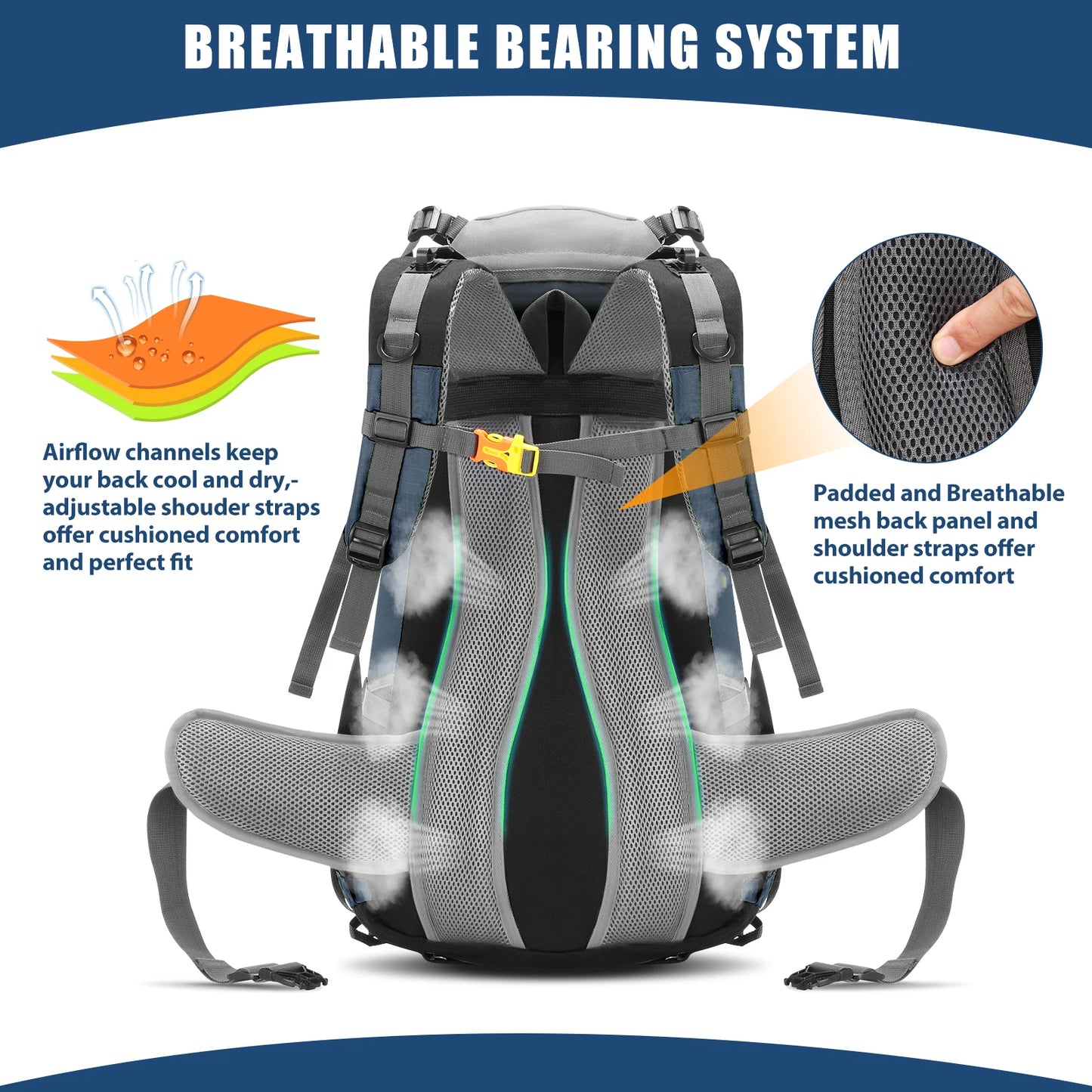 50L Waterproof Outdoor Back pack with Rain Cover