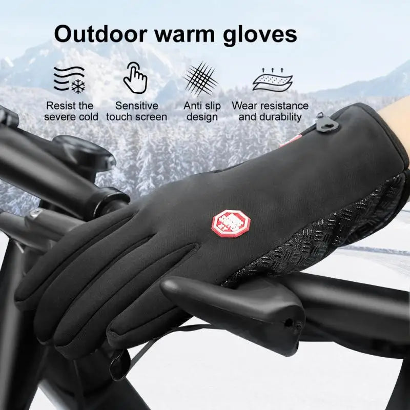 Men's Zipper Design Winter Gloves