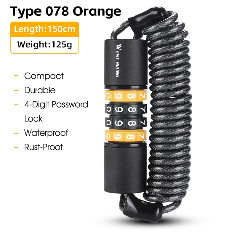 WEST BIKING 4-Digit Combination Bicycle Lock