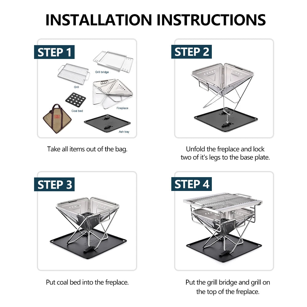 Widesea Camping Wood Stove Mesh Grill