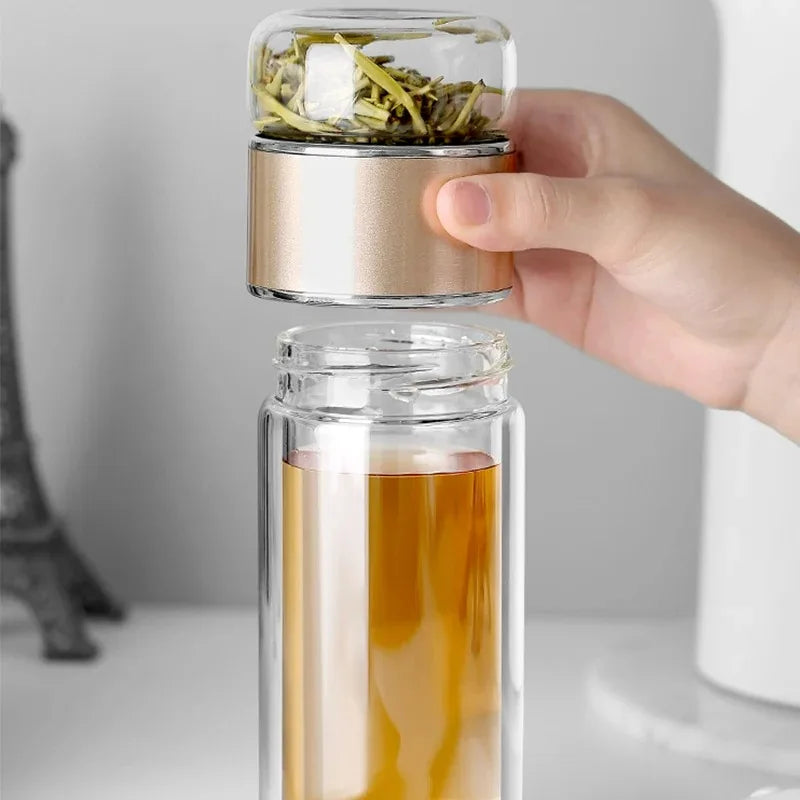 Borosilicate Glass Tea Water Bottle with Infuser