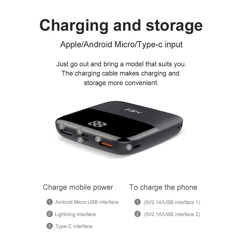 Mini Dual USB Portable Power Bank with Digital Display