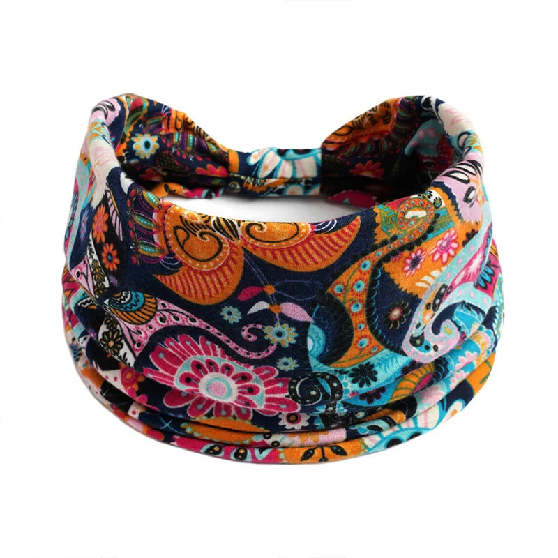 retro-style colorful cashew hair band.