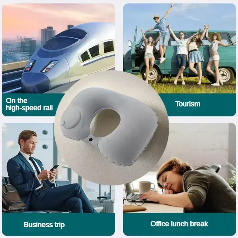 Adjustable Inflatable U-Shaped Neck Pillow