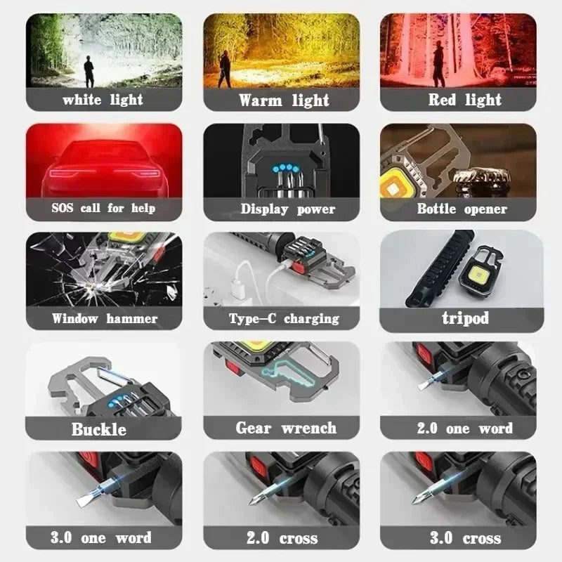 Multifunctional Mini LED Keychain Light