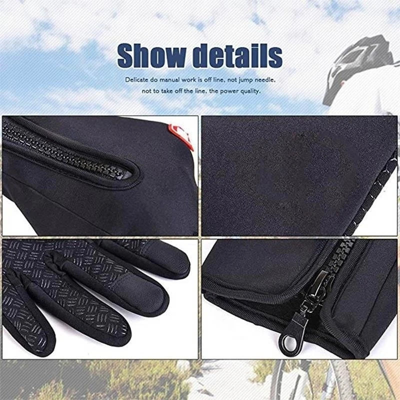 Men's Zipper Design Winter Gloves