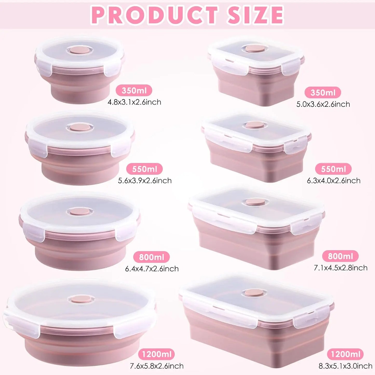 Set of 4 Collapsible Silicone Food Storage