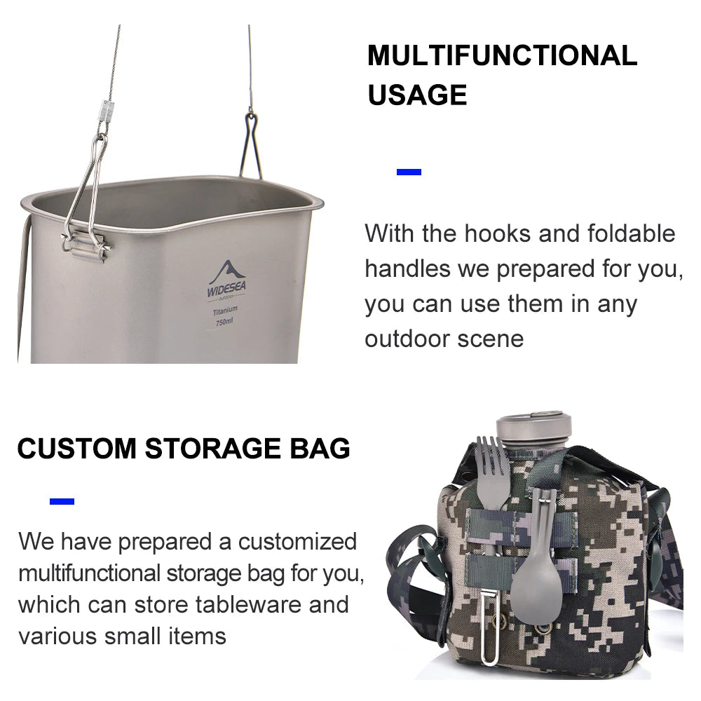 Widesea Camping Titanium Dinner Lunch Box Set