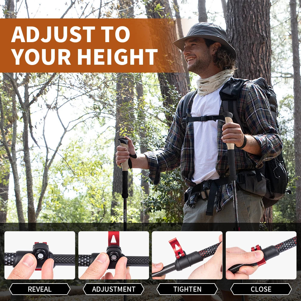 Naturehike 2pcs Carbon Fiber Trekking Poles