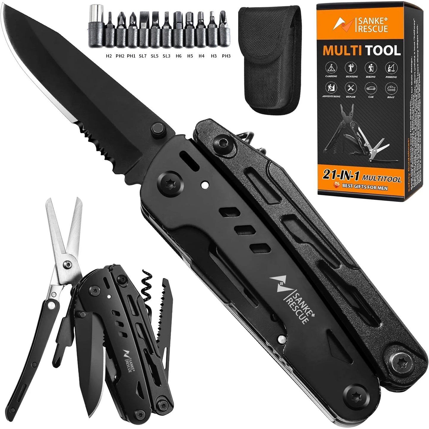 21-in-1 Stainless Steel Folding Multi-Tool Camping