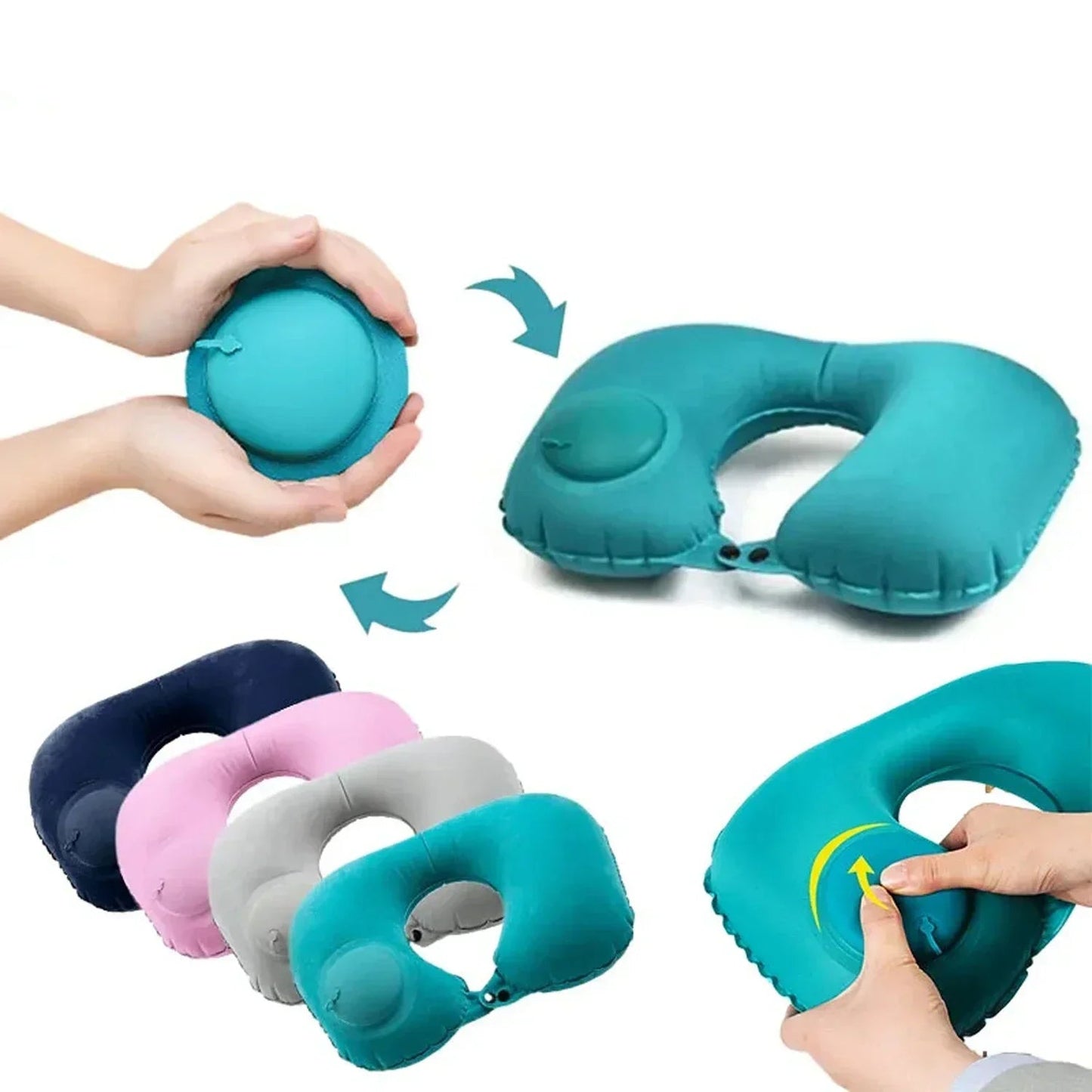 Adjustable Inflatable U-Shaped Neck Pillow