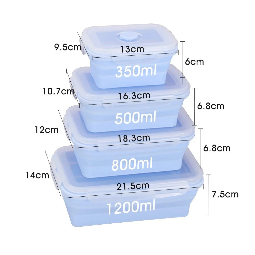 Set of 4 Collapsible Silicone Food Storage