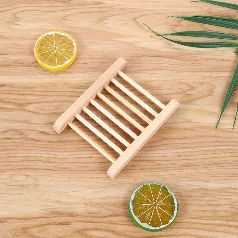 2-Piece Eco-Friendly Natural Wood Soap Dish Set