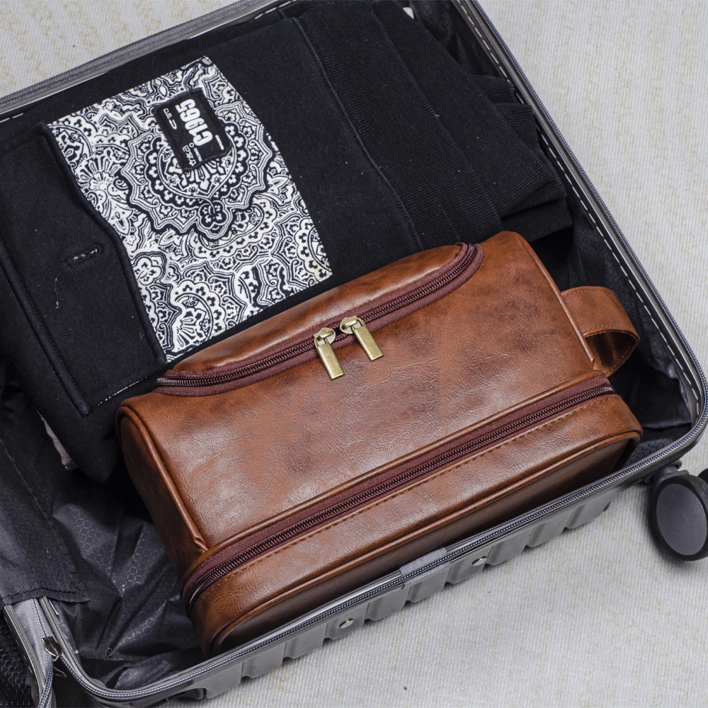 Men's Leather Travel Toiletry Bag