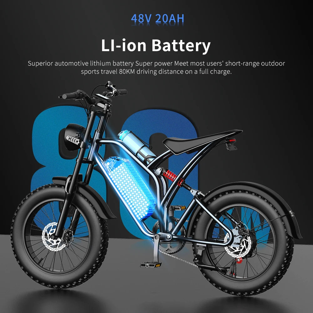 EKX T1 1000W Fat Tire Electric Mountain Bike