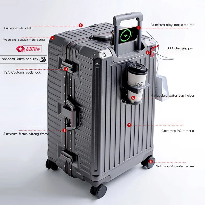 Wide Handle Travel Trolley Case