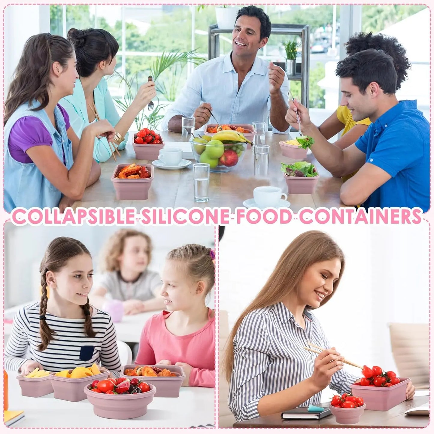 Set of 4 Collapsible Silicone Food Storage