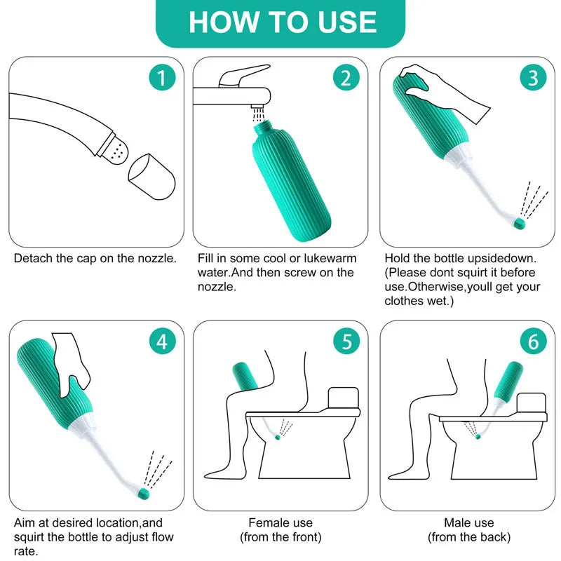 650ml Portable Handheld Bidet Bottle with Retractable Nozzle