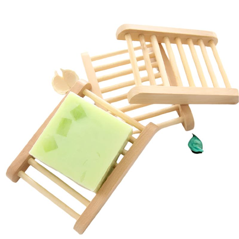 2-Piece Eco-Friendly Natural Wood Soap Dish Set