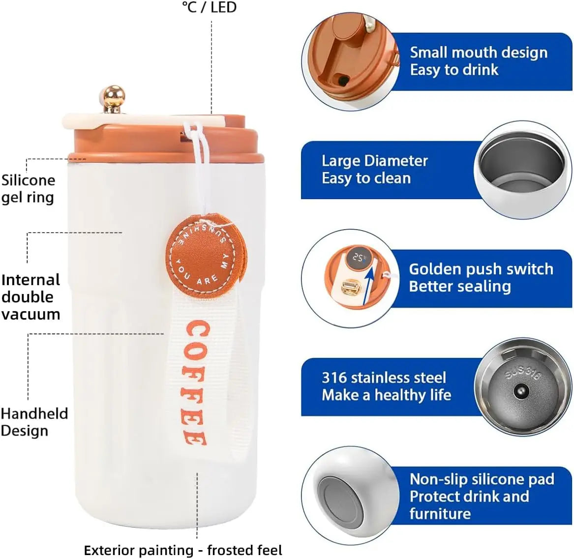 450ML Smart Travel Coffee Mug