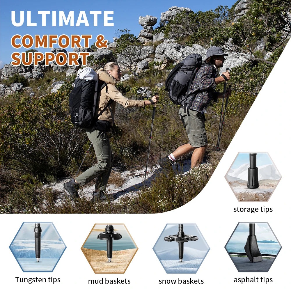 Naturehike 2pcs Carbon Fiber Trekking Poles