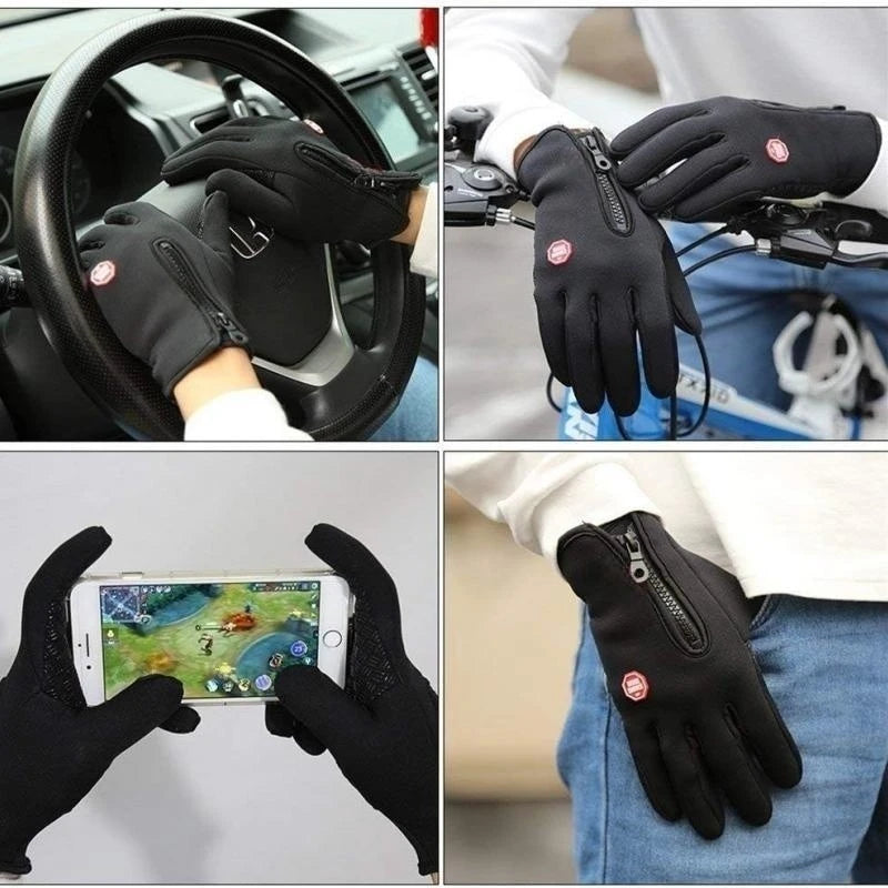 Men's Zipper Design Winter Gloves