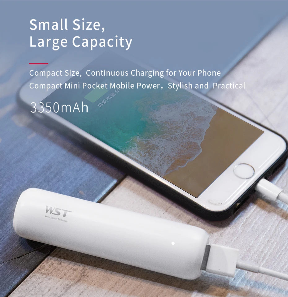 WST Mini Power Bank with Built-in Cables