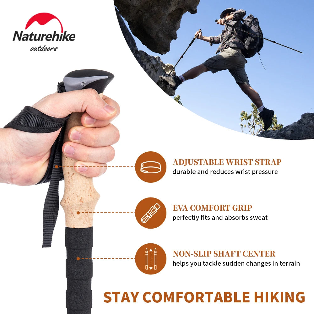 Naturehike 2pcs Carbon Fiber Trekking Poles