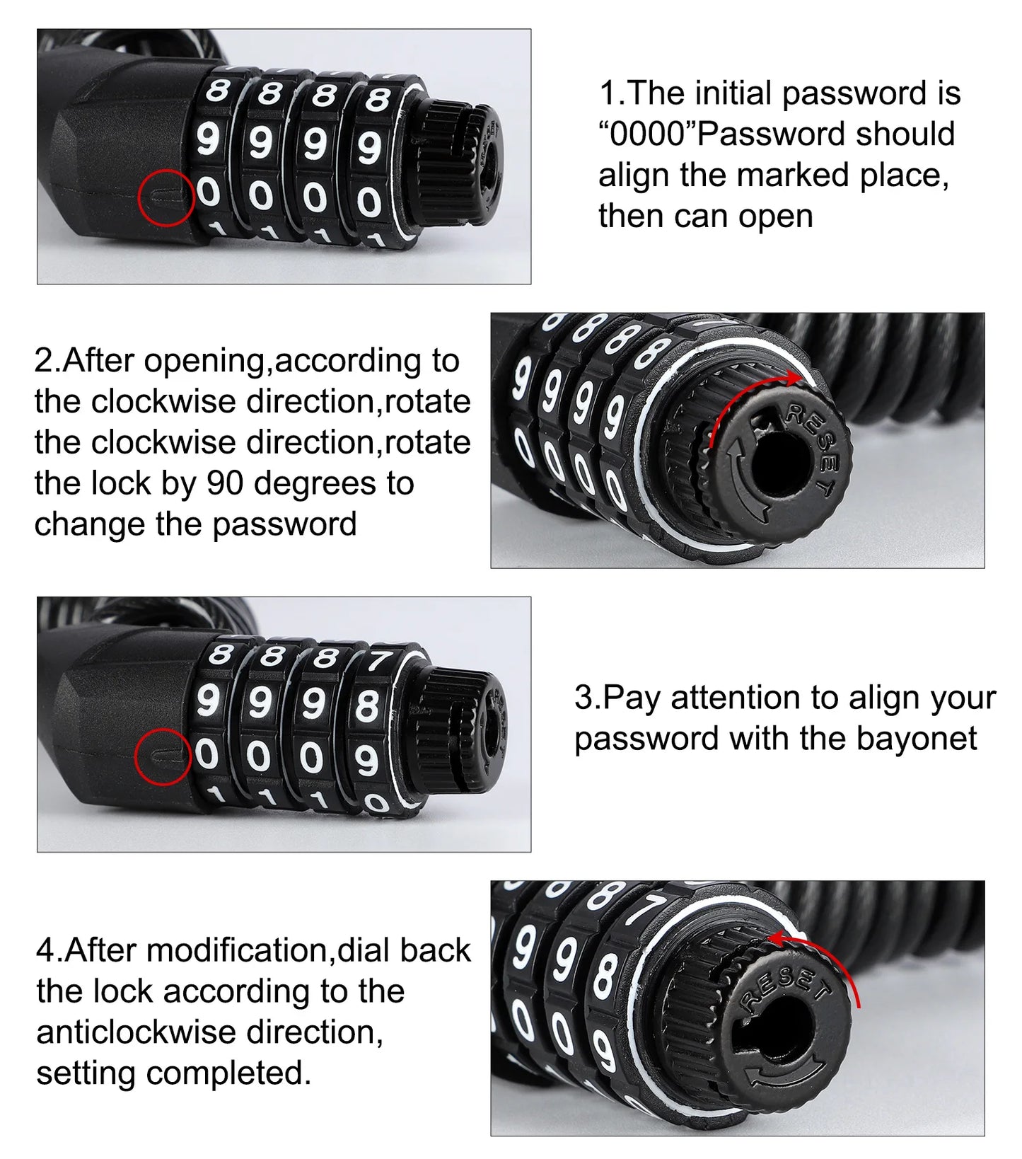 WEST BIKING 4-Digit Combination Bicycle Lock