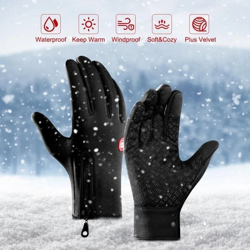 Men's Zipper Design Winter Gloves