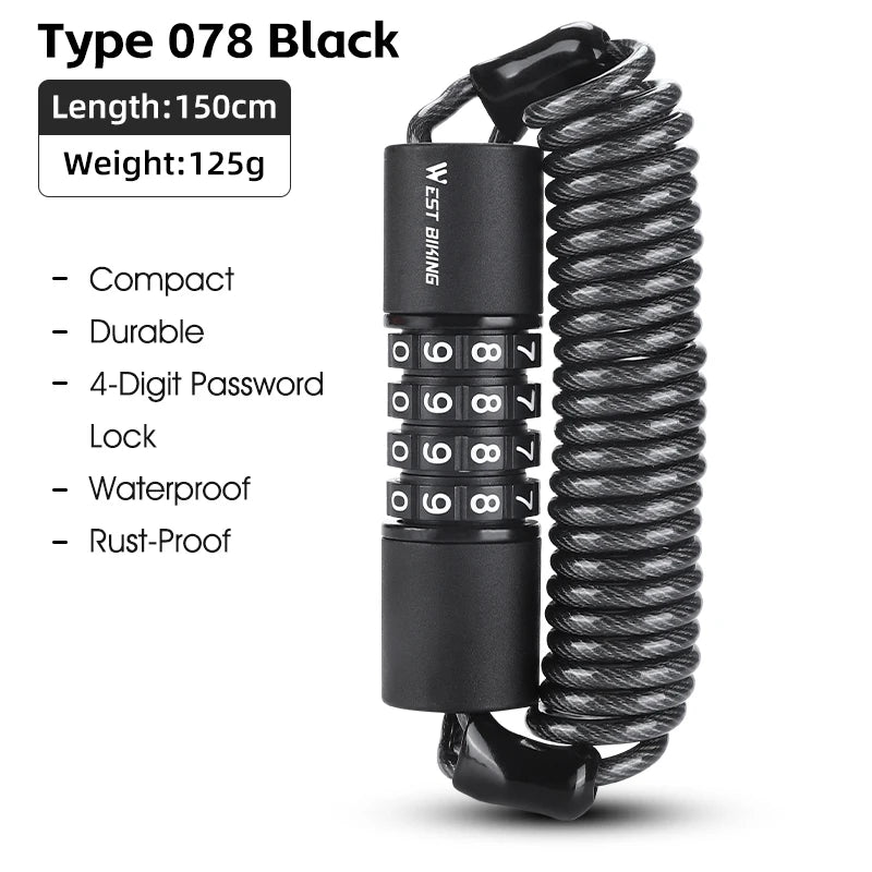 WEST BIKING 4-Digit Combination Bicycle Lock