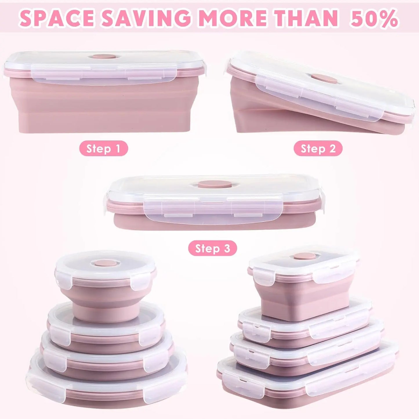 Set of 4 Collapsible Silicone Food Storage