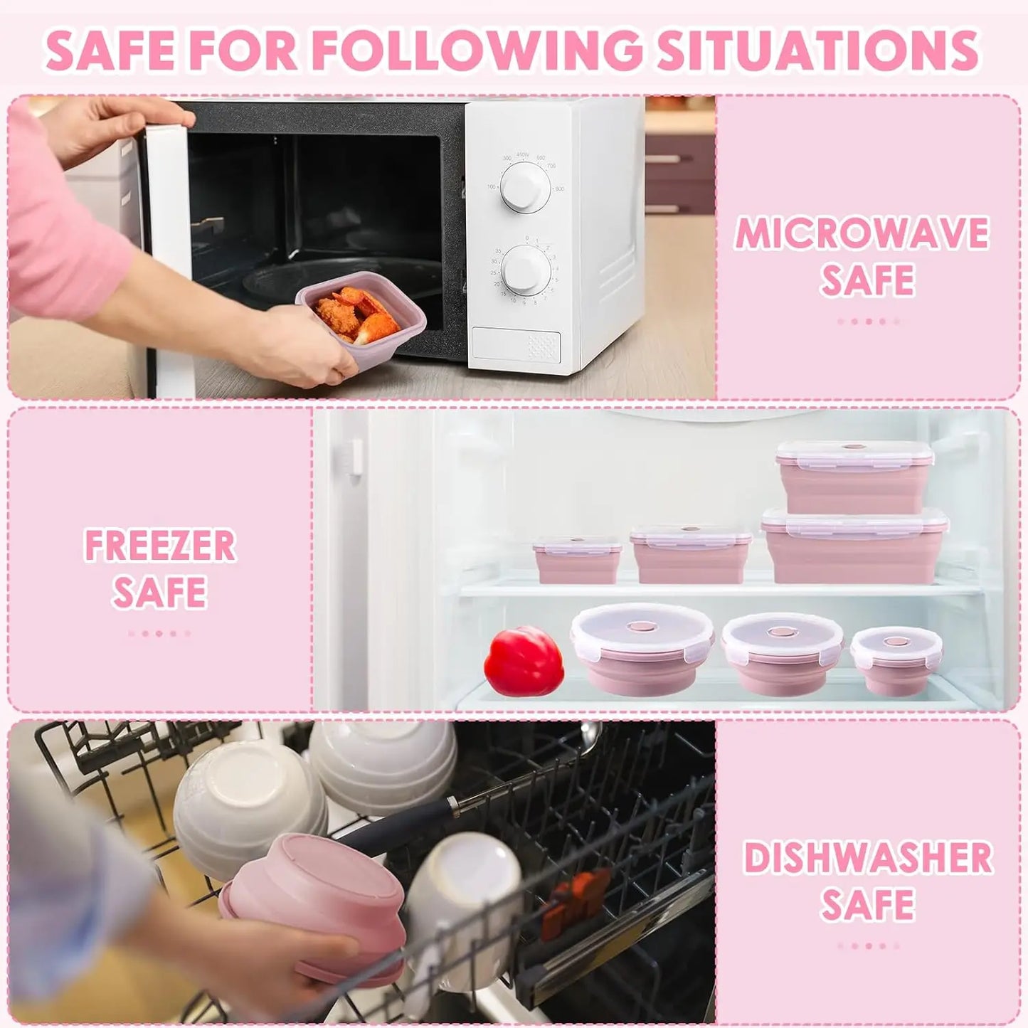 Set of 4 Collapsible Silicone Food Storage