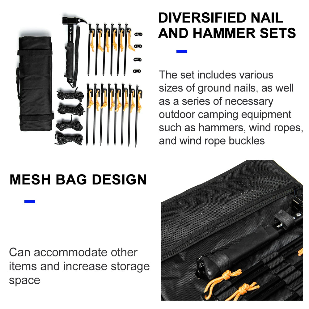 Widesea Camping Hammer & Tent Pegs Rope Set