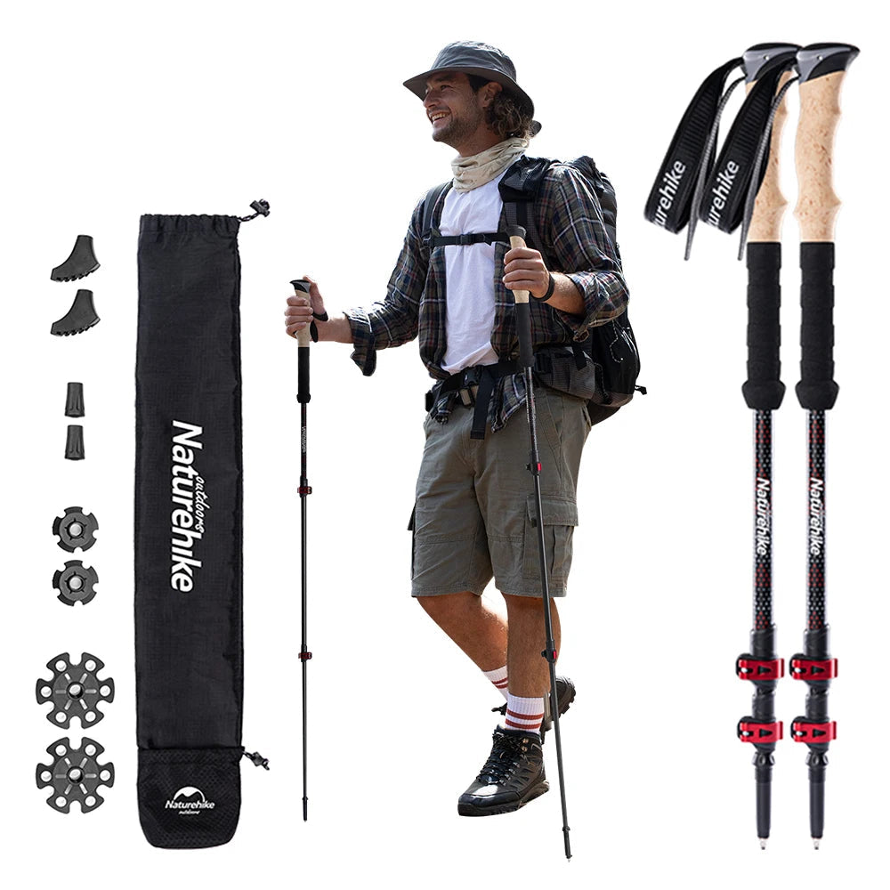 Naturehike 2pcs Carbon Fiber Trekking Poles