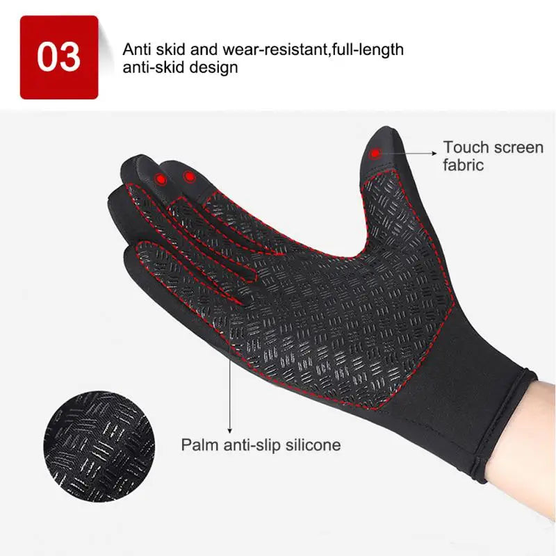 Men's Zipper Design Winter Gloves