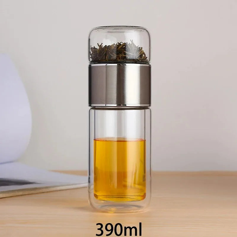Borosilicate Glass Tea Water Bottle with Infuser