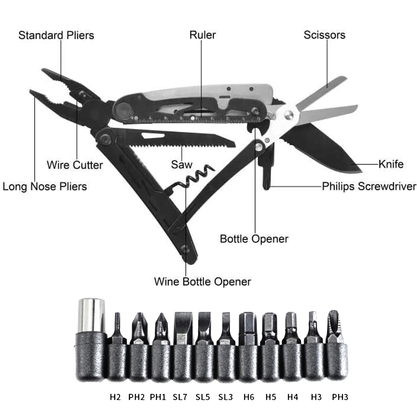 21-in-1 Stainless Steel Folding Multi-Tool Camping