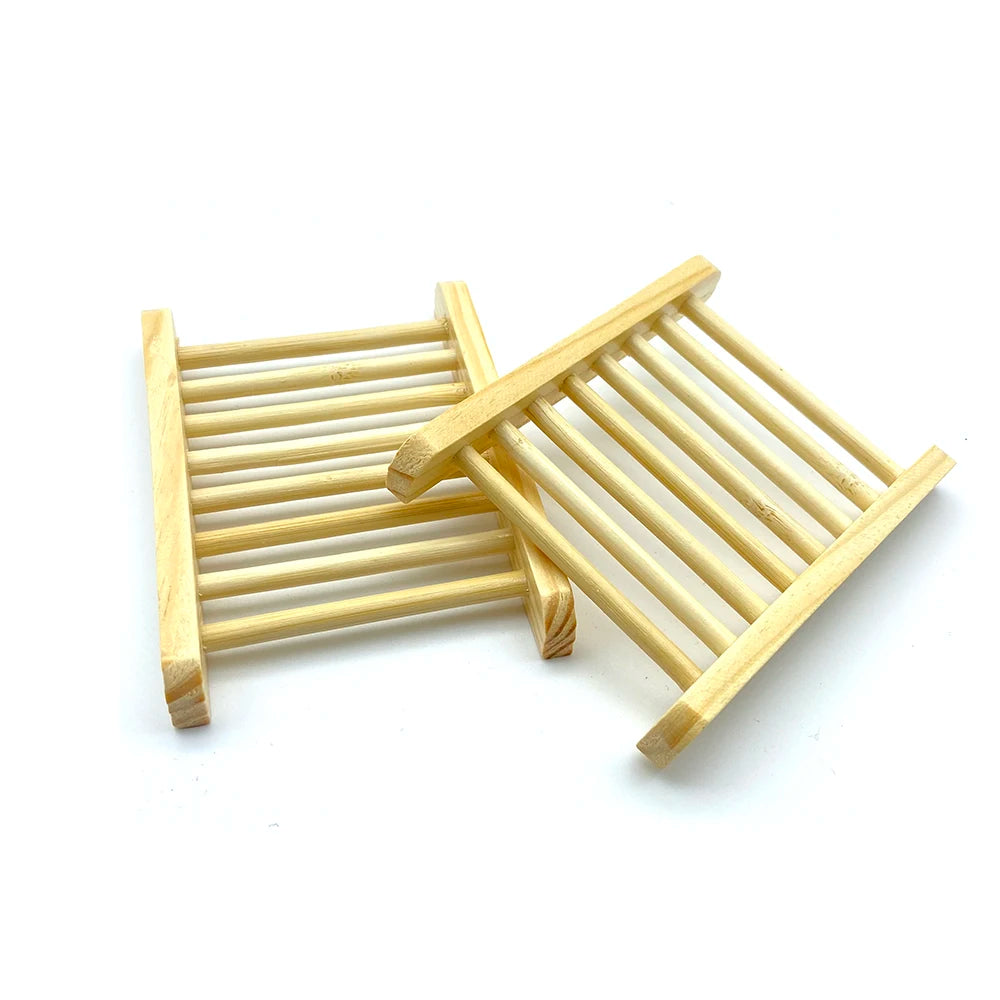 2-Piece Eco-Friendly Natural Wood Soap Dish Set