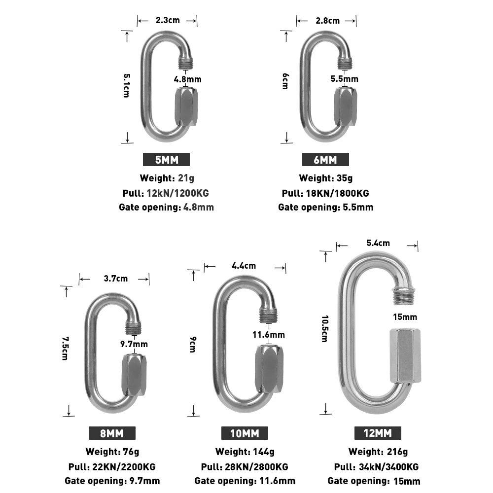 XINDA Safety Carabiner Stainless Steel O-Shape